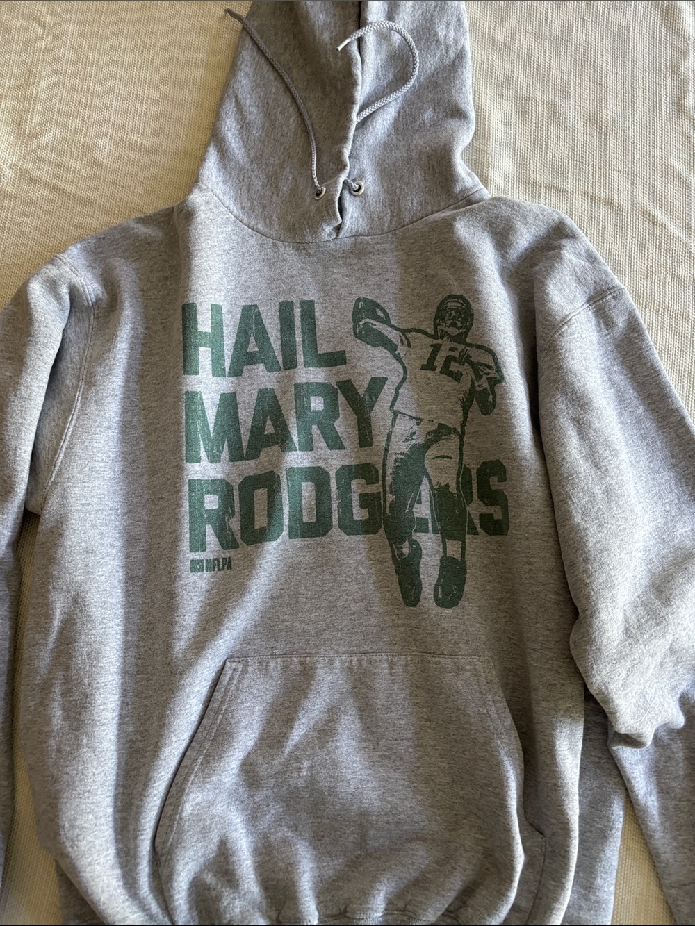 Champion Gray Hoodie with Green "Hail Mary Rodgers" Graphic